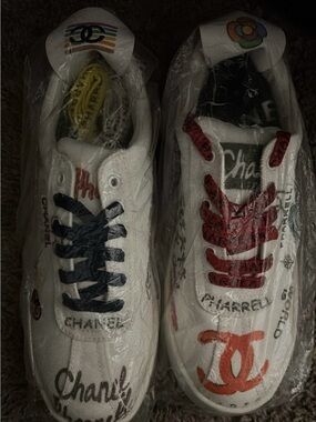 White Graffiti Sneakers- Fashion